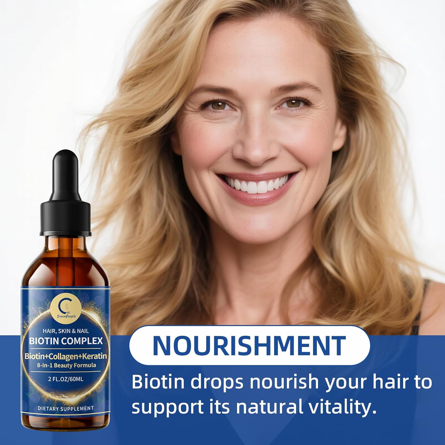 Liquid Biotin & Collagen Drops – Biotin 20,000mcg – Hair, Skin & Nails Support – 60ml - görsel 5