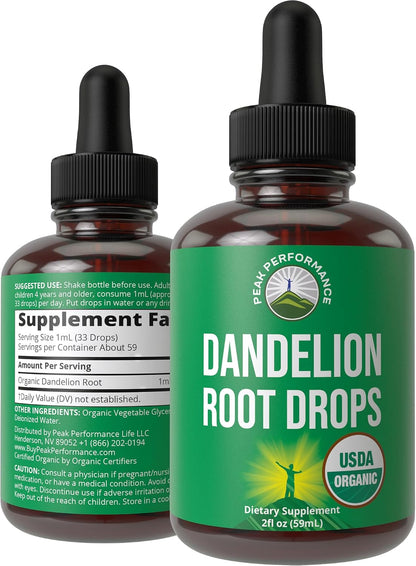 Dandelion Root Extract - USDA Organic Vegan Herbal Liquid Tincture - Immune, Liver, and Gut Health Support - Zero Sugar, Gluten-free - 60 ml