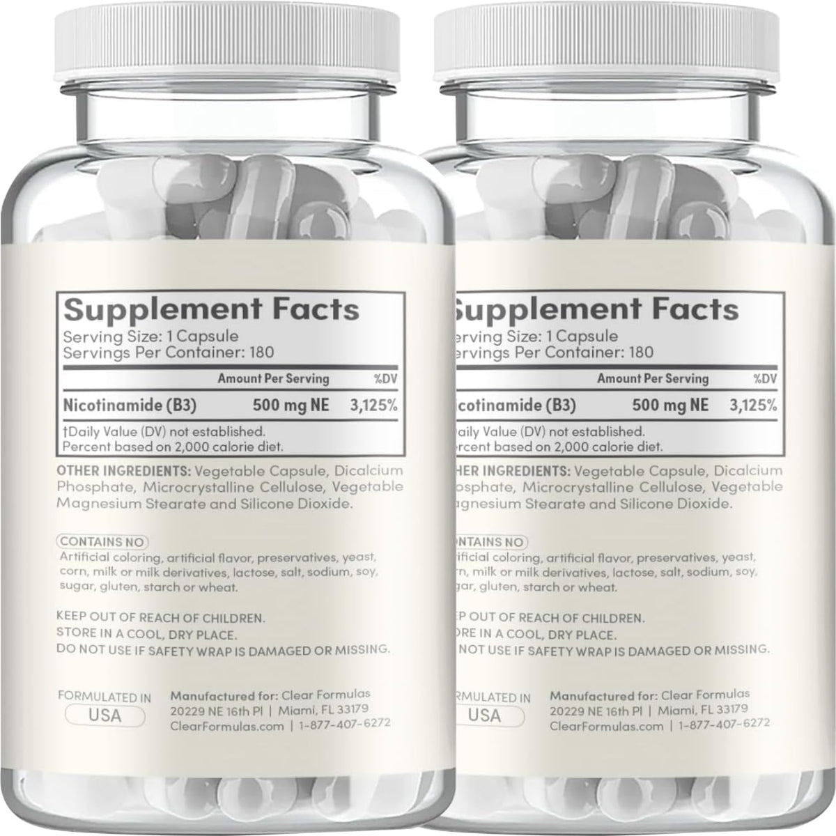 Vitamin B3 Nicotinamide 500mg – Flush-Free Niacin Supplement for Energy, Skin & Nervous System Support – NAD Precursor (360 – Image 3