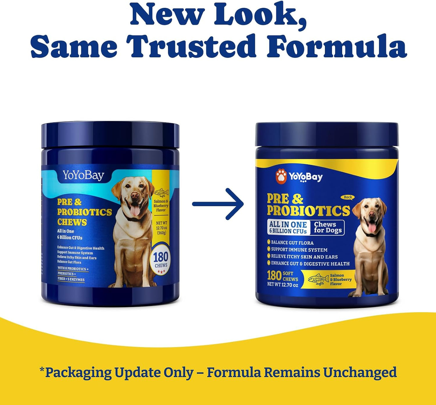 YoYoBay Probiotics for Dogs - 6 Billion CFUs, 180 Soft Chews, Salmon & Blueberry Flavour - görsel 4