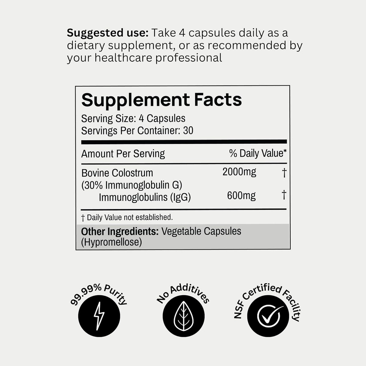 Bod Colostrum Capsules - Bovine Colostrum Supplement with 30% IgG, 30 Servings - görsel 6