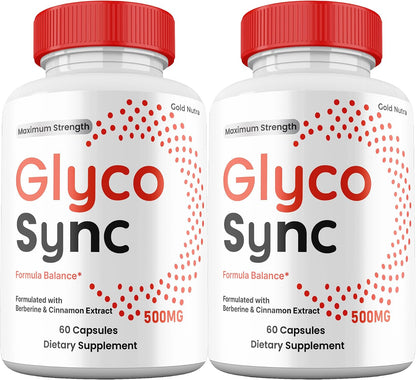 Glyco Sync Capsules, Premium All Natural Ingredients, Maximum Strength Pills GlycoSync Supplement (2 Pack)