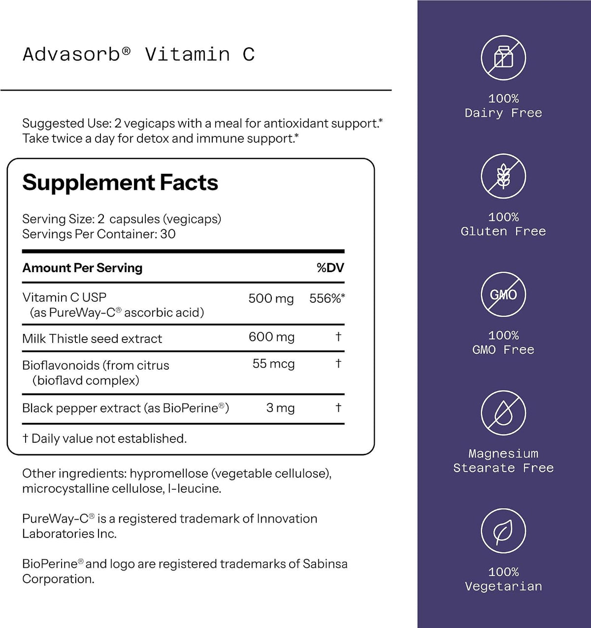 Quality of Life – Advasorb® Vitamin C Supplement – 60 Vegicaps - görsel 2