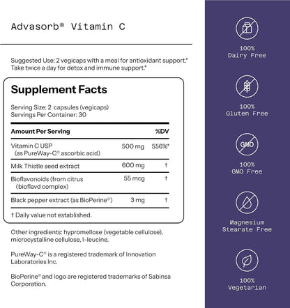 Quality of Life – Advasorb® Vitamin C Supplement – 60 Vegicaps