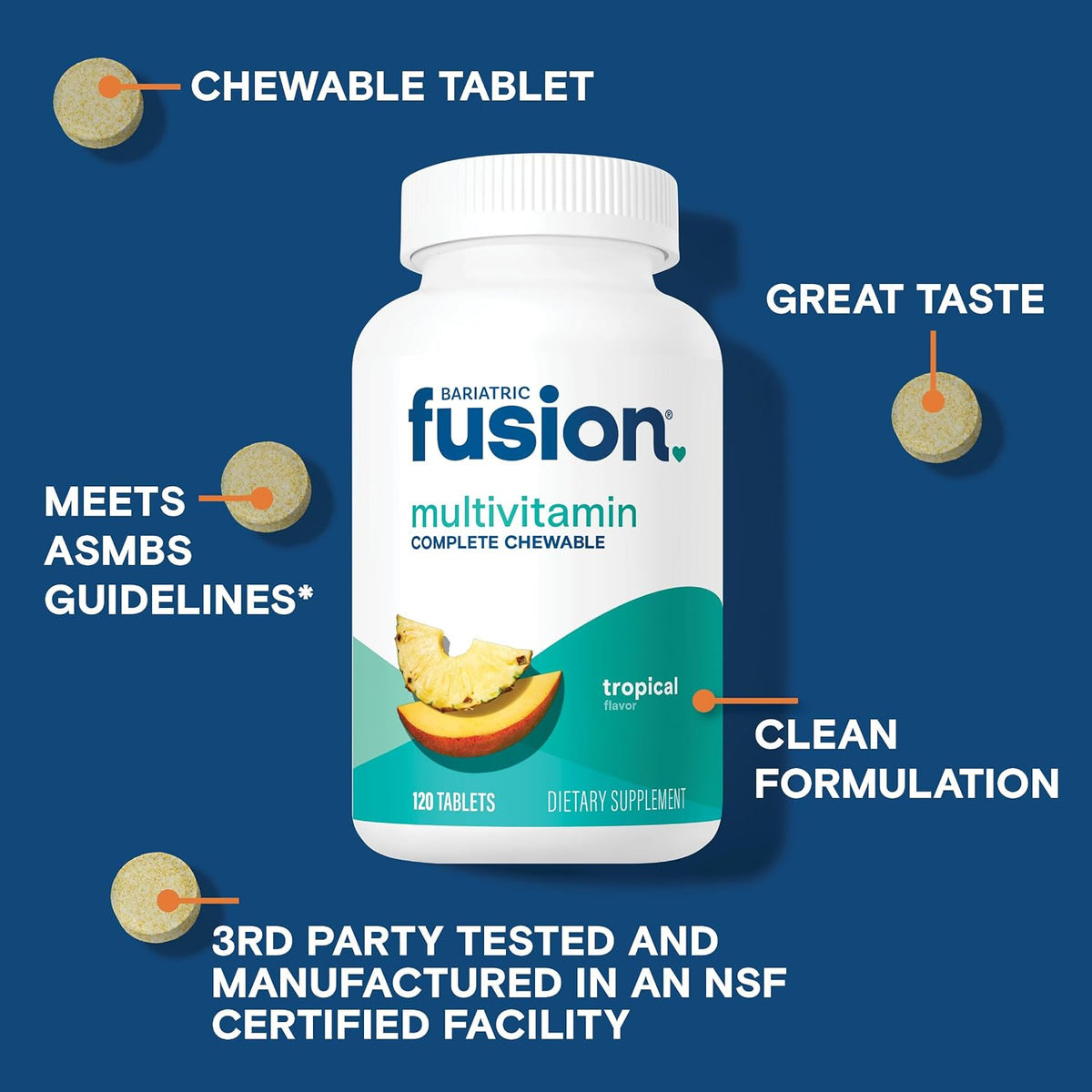 Bariatric Fusion Complete Chewable Multivitamin with Iron - Tropical Flavour - görsel 3