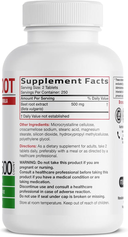 Bronson Beet Root Extra Strength, Non-GMO, 500 Vegetarian Tablets