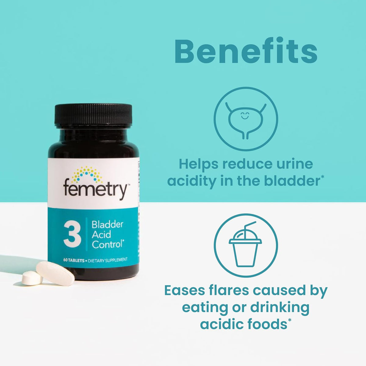 LifeSeasons Femetry Bladder Acid Control - Support for Interstitial Cystitis - Reduce Urine Acidity in The Bladder - Eases Flares Caused by Eating or Drinking Acidic Foods - 60 Tablets - görsel 2