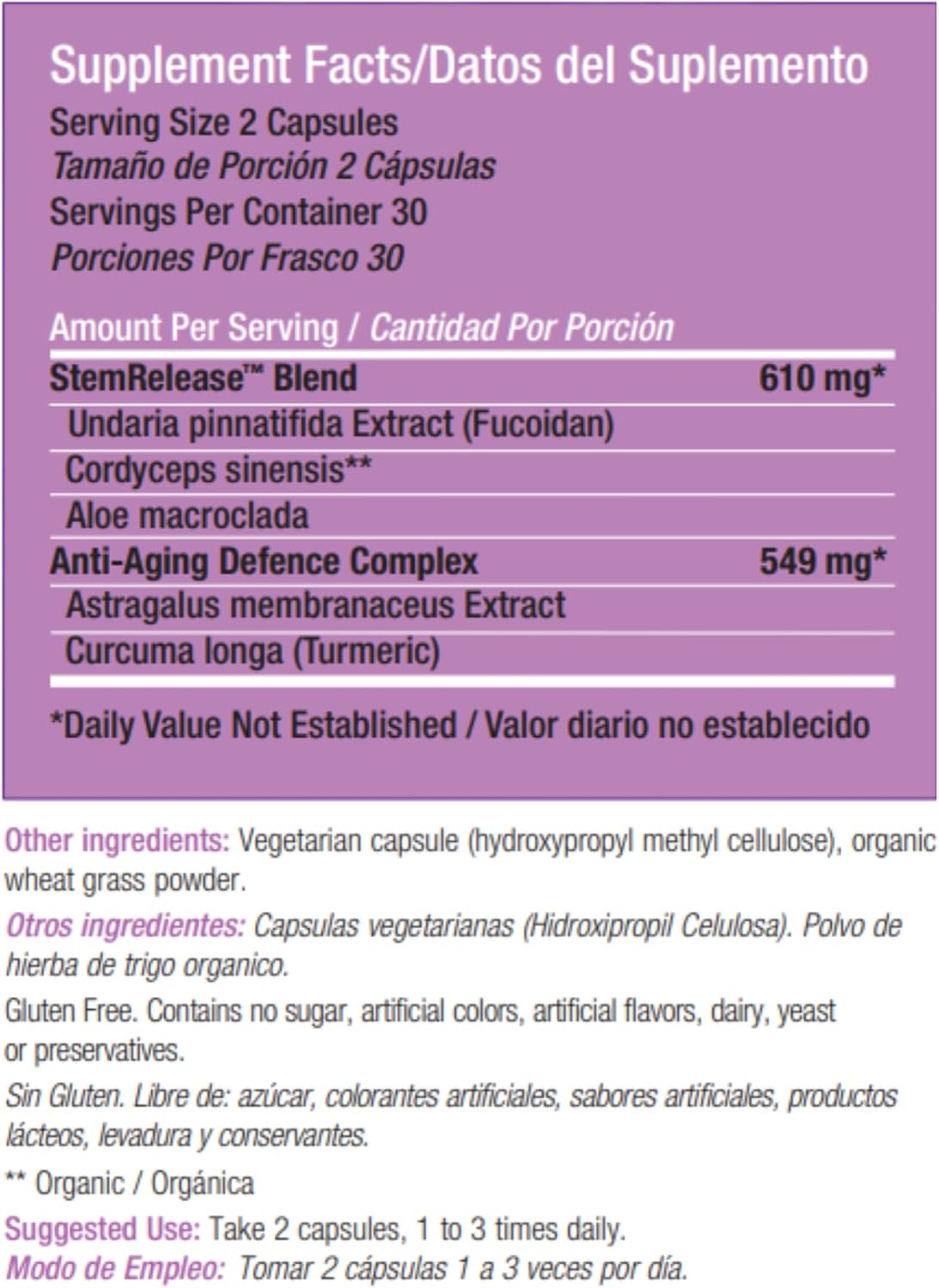 Stemrelease3 Advanced Stem Cell Nutrition for Natural Renewal and Vitality, Exclusive Blend for Supporting Telomere Health, 60 Capsules - görsel 4