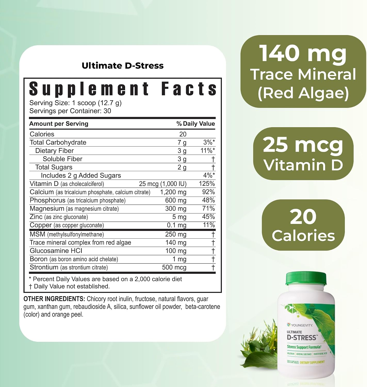 Youngevity Ultimate D-Stress™ – Natural Stress Relief Supplement with Magnesium, Valerian Root Extract, and B Vitamins – Supports Adrenal Health and Nervous System – 120 Capsules - görsel 3