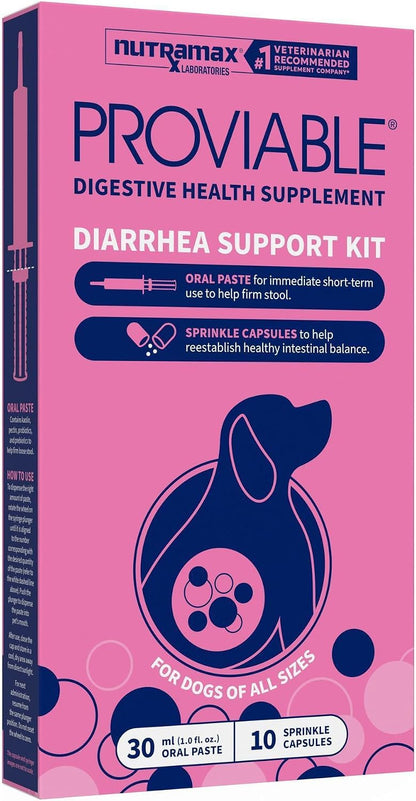 Nutramax Proviable Probiotics for Dogs – Diarrhoea Support Kit with Paste and Capsules