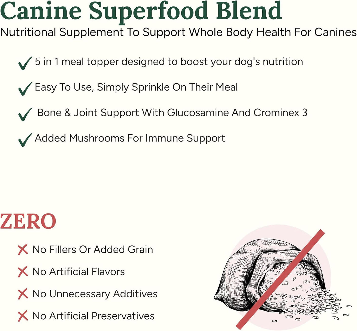 360 Pet Nutrition Canine Superfood Boost – All Life Stage Dog Meal Topper & Supplement, Supports Joint, Digestive & Immune Health, 30 Servings, Beef Flavour - görsel 4