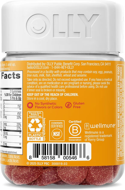 OLLY Kids Immunity Gummy – Immune Support with Wellmune, Elderberry, Vitamin C & Zinc, 50 Gummies