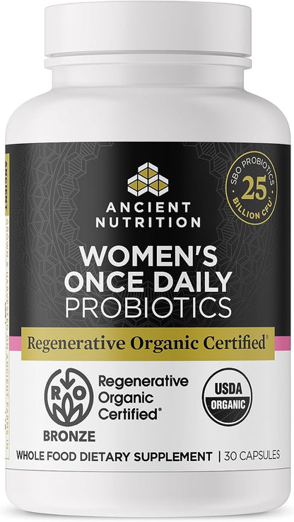 Ancient Nutrition Regenerative Organic Certified Probiotics, Extra Strength, 50 Billion CFU, 60 Capsules