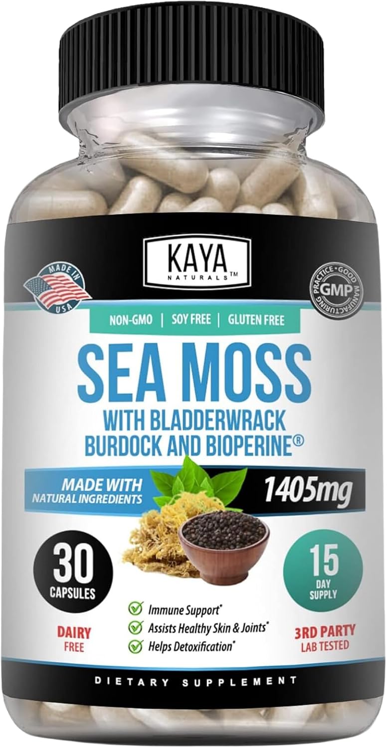 Kaya Naturals Sea Moss Mobility Supplement with BioPerine – 30 Veg Capsules - görsel 1