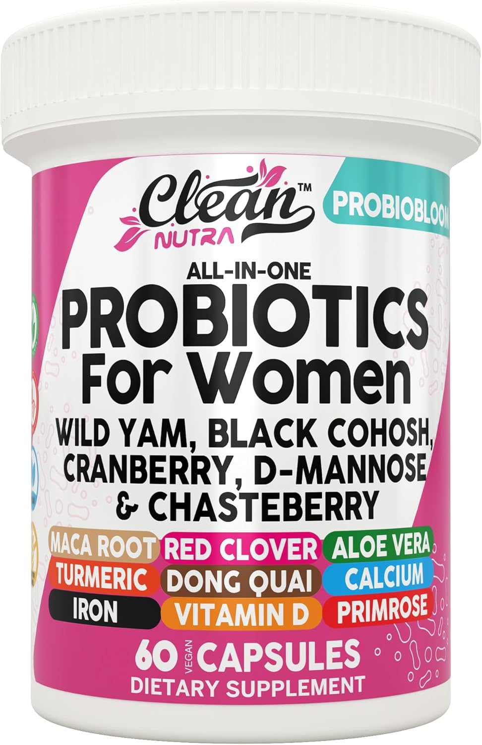 Clean Nutraceuticals ProbioBloom Probiotics for Women with D-Mannose & Cranberry - 60 Capsules - görsel 1
