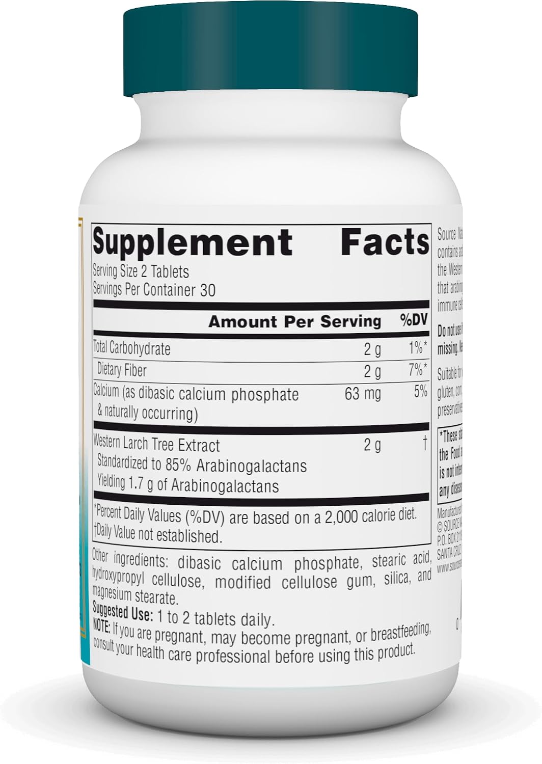 Source Naturals Wellness Larch Extract - Standardised Arabinogalactans - 60 Tablets - görsel 2