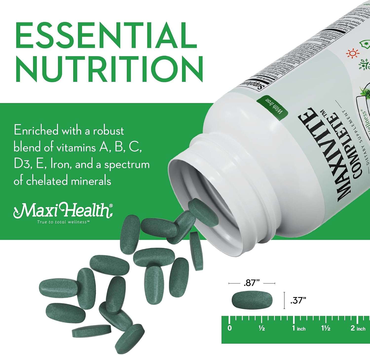 Maxi Health Multivitamin with Iron – Once Daily, Kosher – 90 Tablets - görsel 5