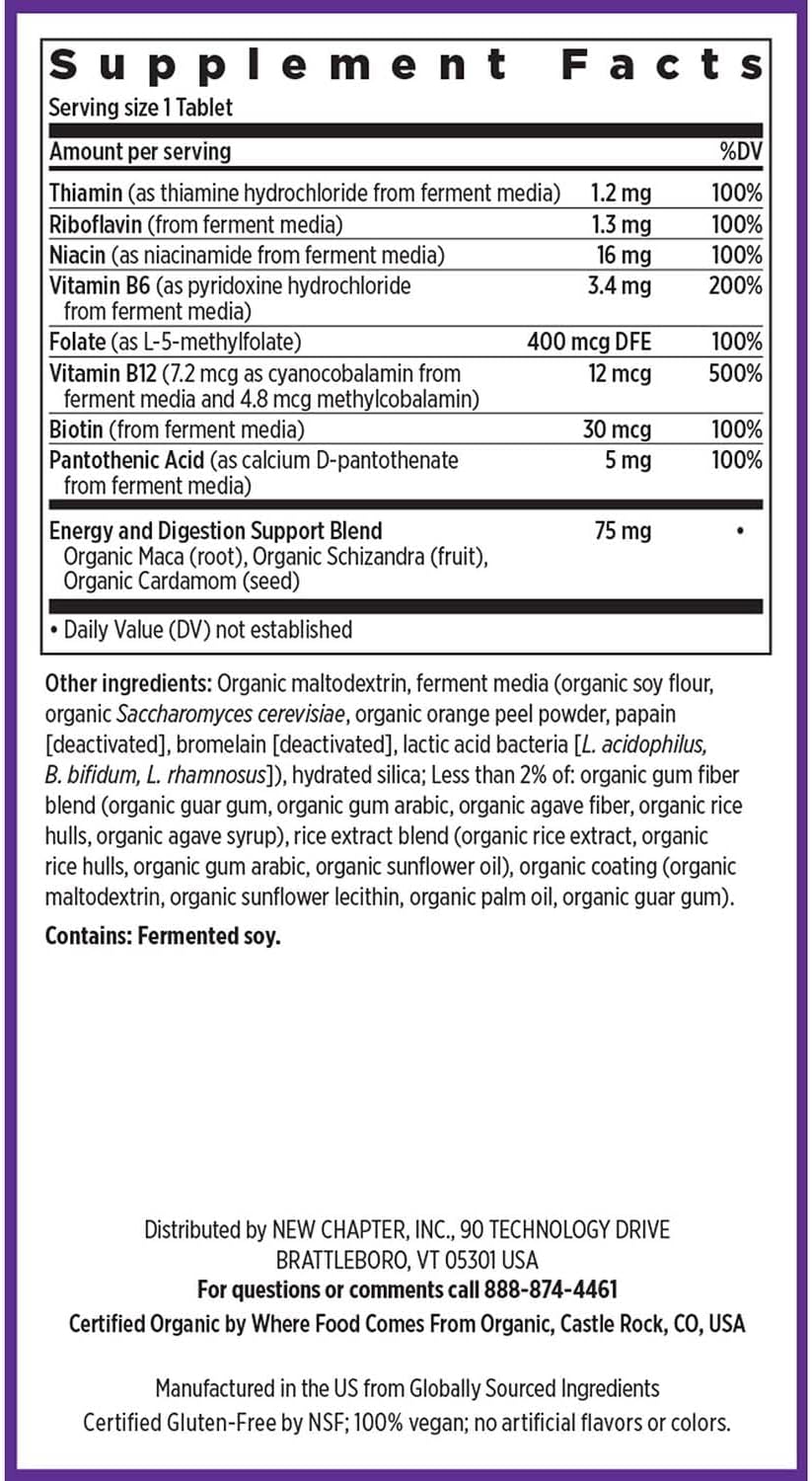 New Chapter Vitamin B Complex - Fermented B Vitamins with Organic Herbs, 90 Tablets - görsel 6