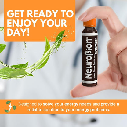Neurobion Energy Liquid Food Supplement Multivitamins + Energy Blend, 10 vials x 250 ml