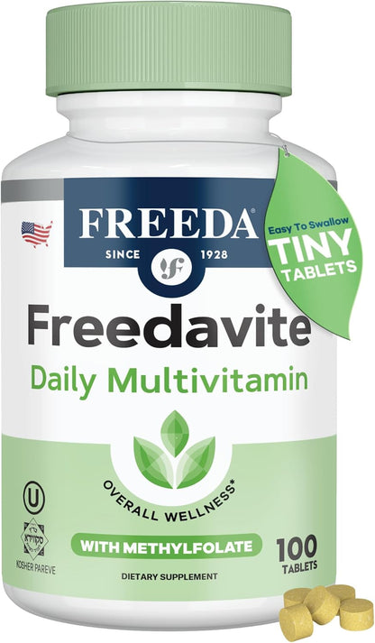 Freedavite Tiny Tablet - Moderate Multivitamin for Men and Women - Pure Vitamin A, C, D, E, B1, B2, B6, B12, Biotin, Calcium, Zinc, Iron, Magnesium, Manganese, Copper, Selenium, Iodine - 250 Tablets