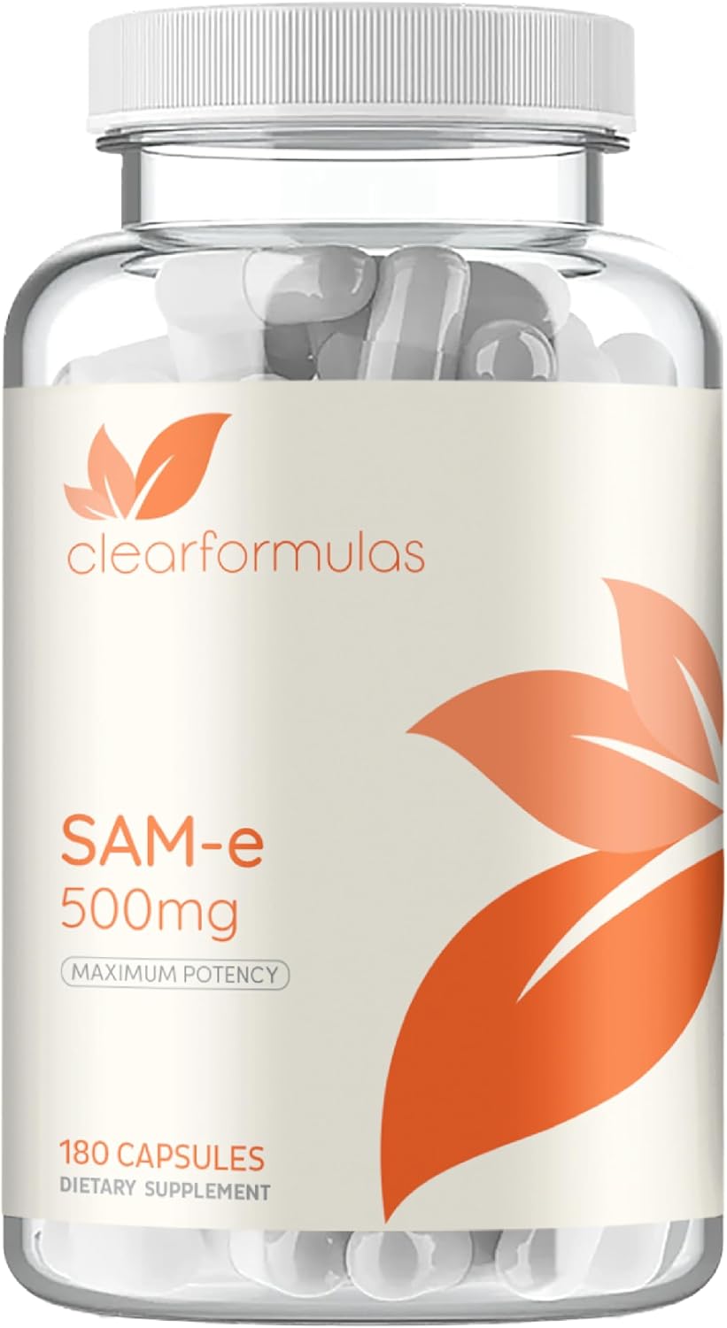 Clear Formulae Bioactive SAM-e 500mg - High Strength Liver & Mood Support - Vegan Non-GMO - 180 Capsules - görsel 1