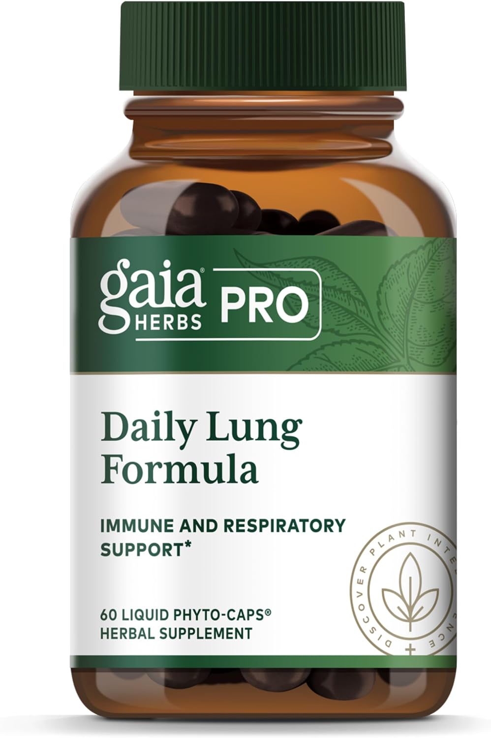 GAIA HERBS PRO Daily Lung Formula - Respiratory Health & Immune Support with Mullein & Marshmallow Root - 60 Liquid Phyto-Caps - görsel 1