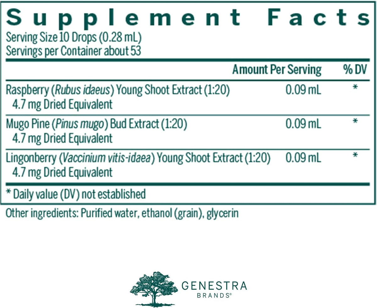 Genestra Brands Meno-gen | Raspberry, Mugo Pine, and Lingonberry Herbal Supplement | 15 ml - görsel 2