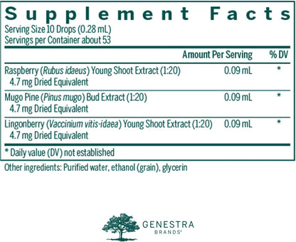 Genestra Brands Meno-gen | Raspberry, Mugo Pine, and Lingonberry Herbal Supplement | 15 ml