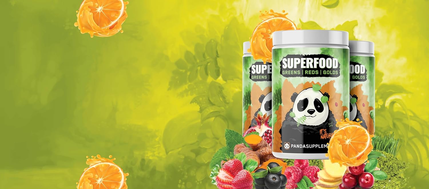 Panda All Natural Superfood Powder - Greens, Reds, Probiotics, Ashwagandha & Lion's Mane - Orange (390 g) - görsel 5