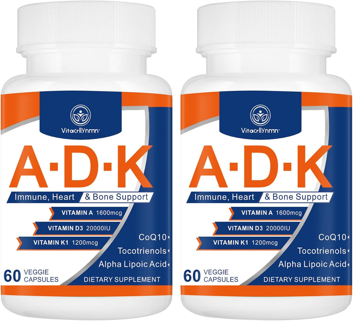 ADK Vitamin Supplement 20,000 IU – High Potency Vitamins A, D3 & K1 for Heart, Bone Health & Immune Support (120 Capsules) - görsel 1