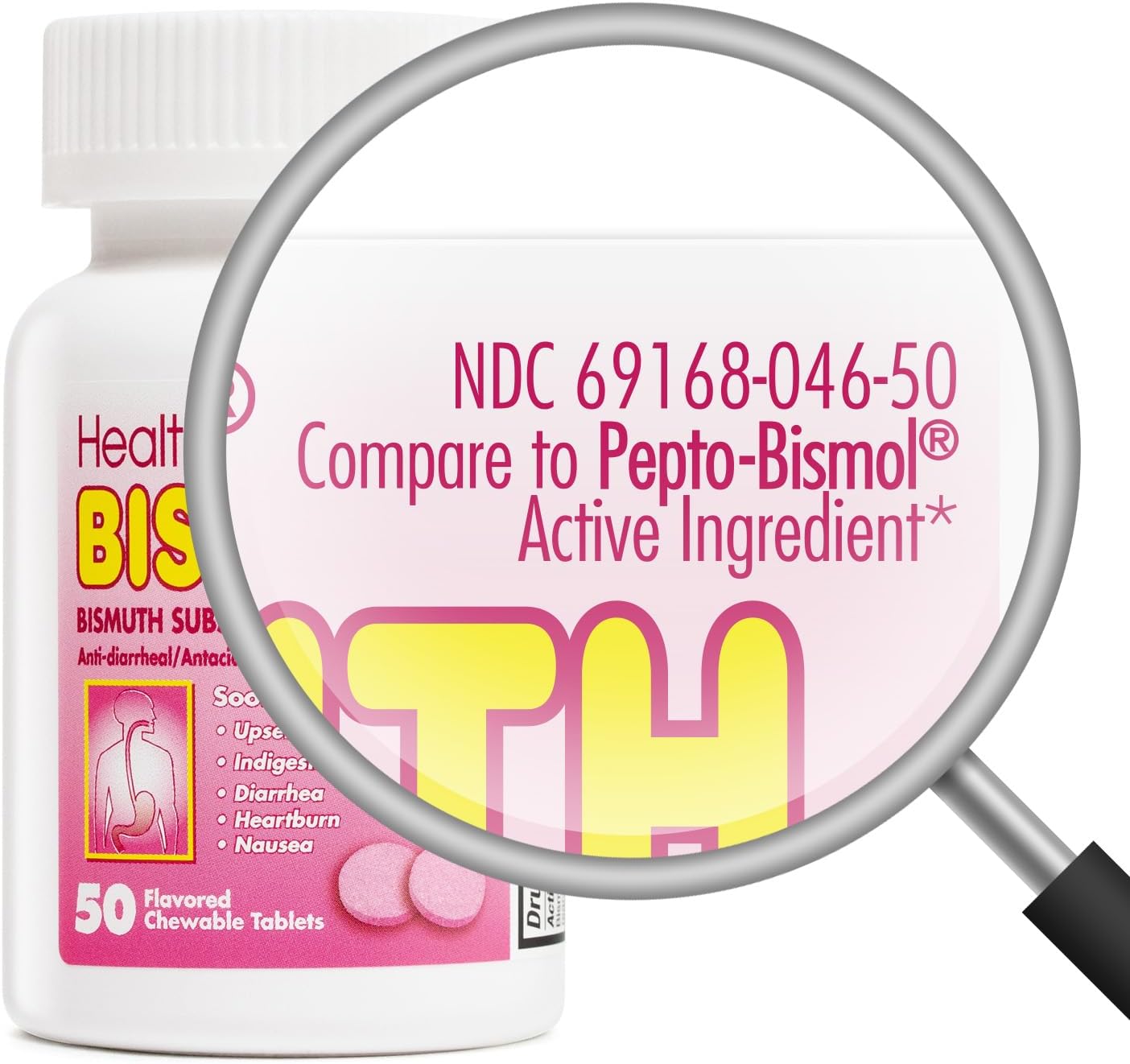 HealthA2Z® Bismuth | Bismuth Subsalicylate 262mg | Multi-Symptom Relief | (50 Count (Pack of 1)) - görsel 3