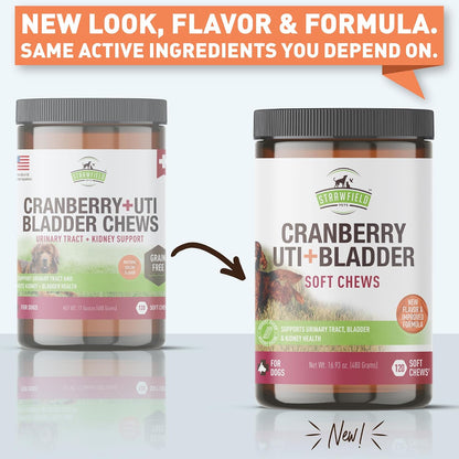 Strawfield Pets Cranberry Bladder and UTI Chews for Dogs - D-Mannose + Vitamin C for Urinary Tract Support, Bacon Flavoured Soft Chews (120 count)
