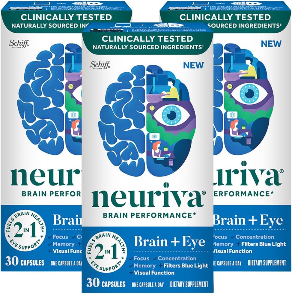 NEURIVA Brain + Eye Supplement – Memory, Focus & Eye Health, 90 Capsules (3 Pack) - görsel 1