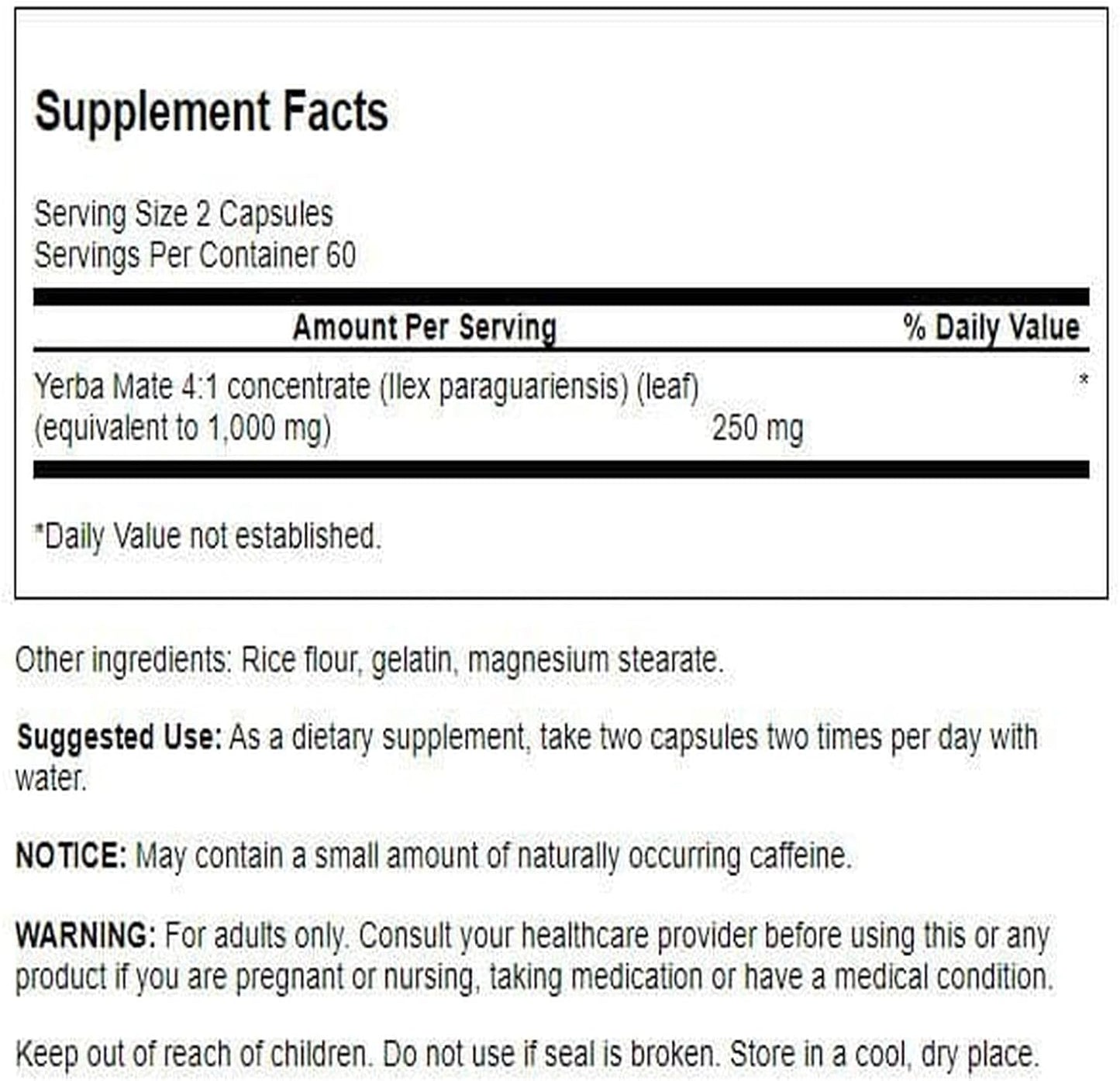 Swanson Yerba Mate (4:1) Energy & Vitality Support – 125 mg, 120 Capsules - görsel 2