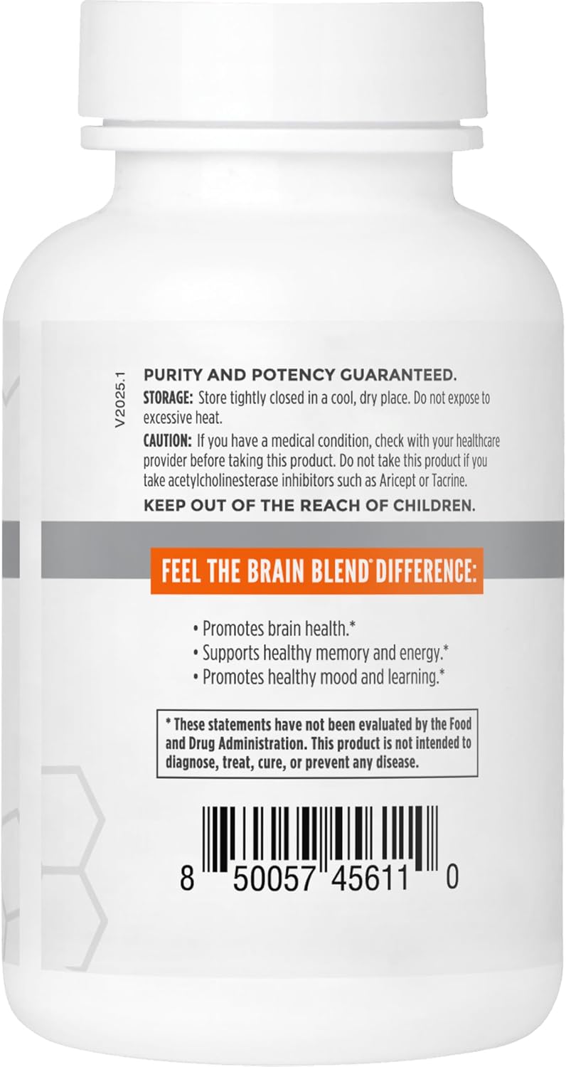 NBI Brain Blend for Memory, Focus, Concentration & Cognitive Function - Caffeine-Free Nootropic with ALCAR, Alpha Lipoic Acid, Huperzine A, Turmeric - 120 Capsules - görsel 3