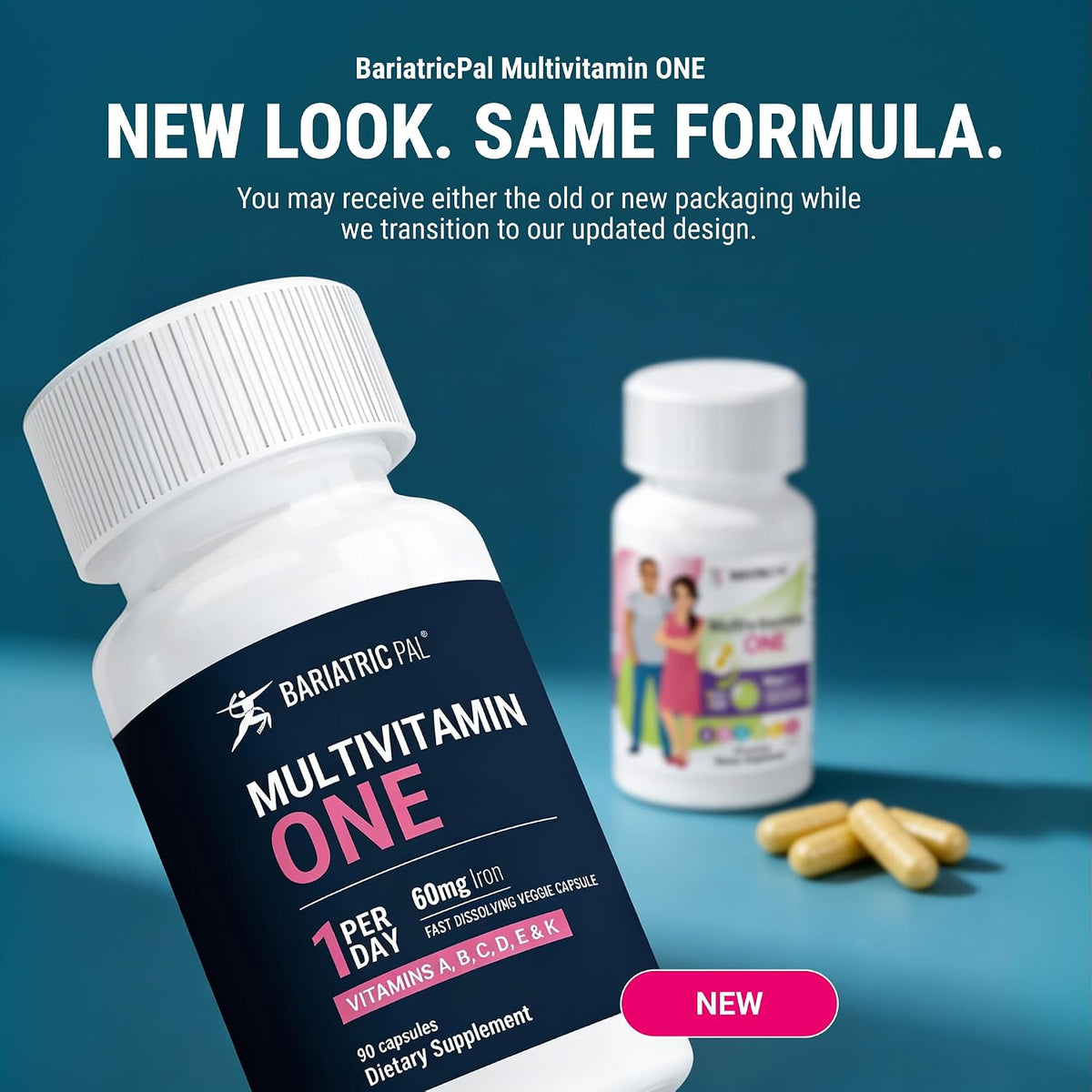 BariatricPal Multivitamin ONE – Daily Bariatric Multivitamin with 60 mg Iron – 90 Capsules (3 Month Supply) - görsel 2