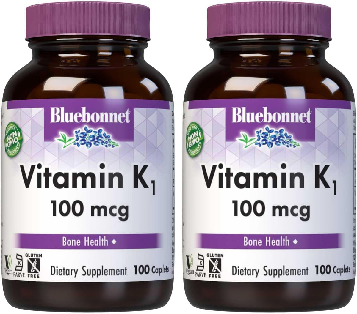 Bluebonnet Vitamin K1 100 mcg – Phylloquinone Supplement for Bone Health – Vegan, Non-GMO, Gluten-Free – 100 Caplets - görsel 4