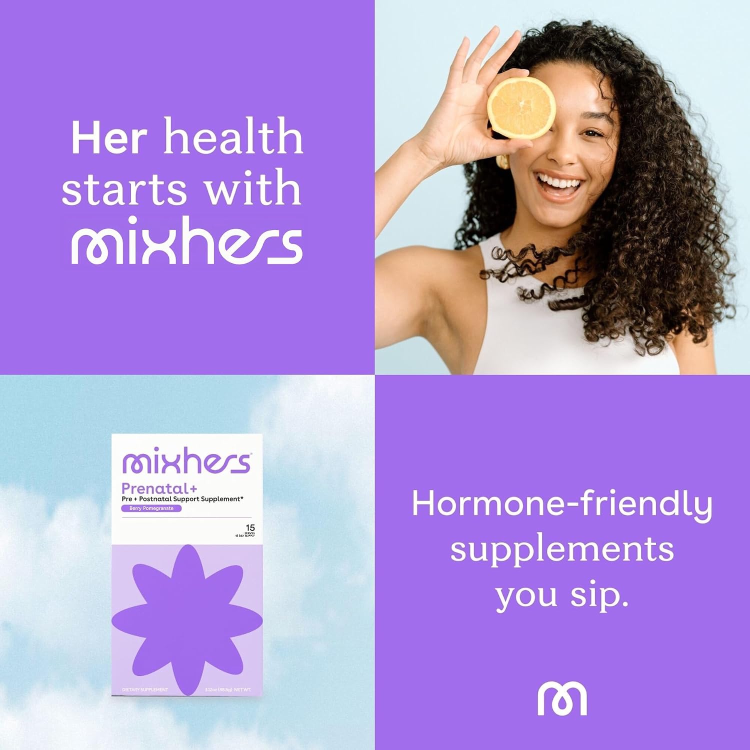 MIXHERS Prenatal+ Pre & Postnatal Vitamins Drink Mix, Berry Pomegranate, 15 Stick Packets - görsel 5