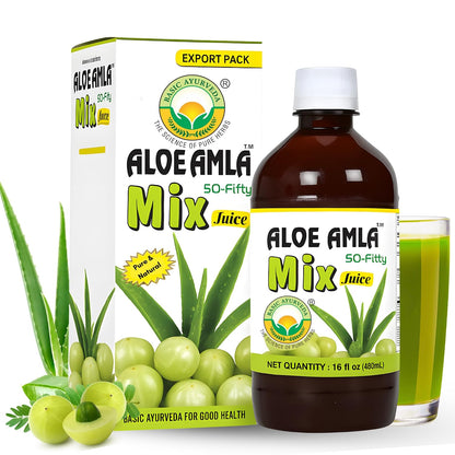 Basic Ayurveda Aloe Vera & Amla Herbal Mix Juice | 480ml