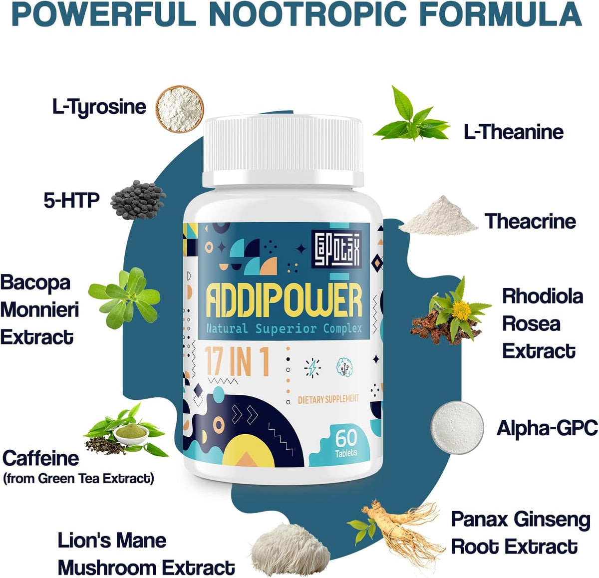 17-in-1 Brain Supplement for Memory and Focus - Nootropic with Herbal Extracts, Vitamins & Amino Acids - görsel 3