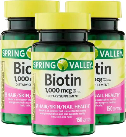 Unique Bundle Biotin 1000 mcg Supplement – 150 Softgels (Pack of 2)