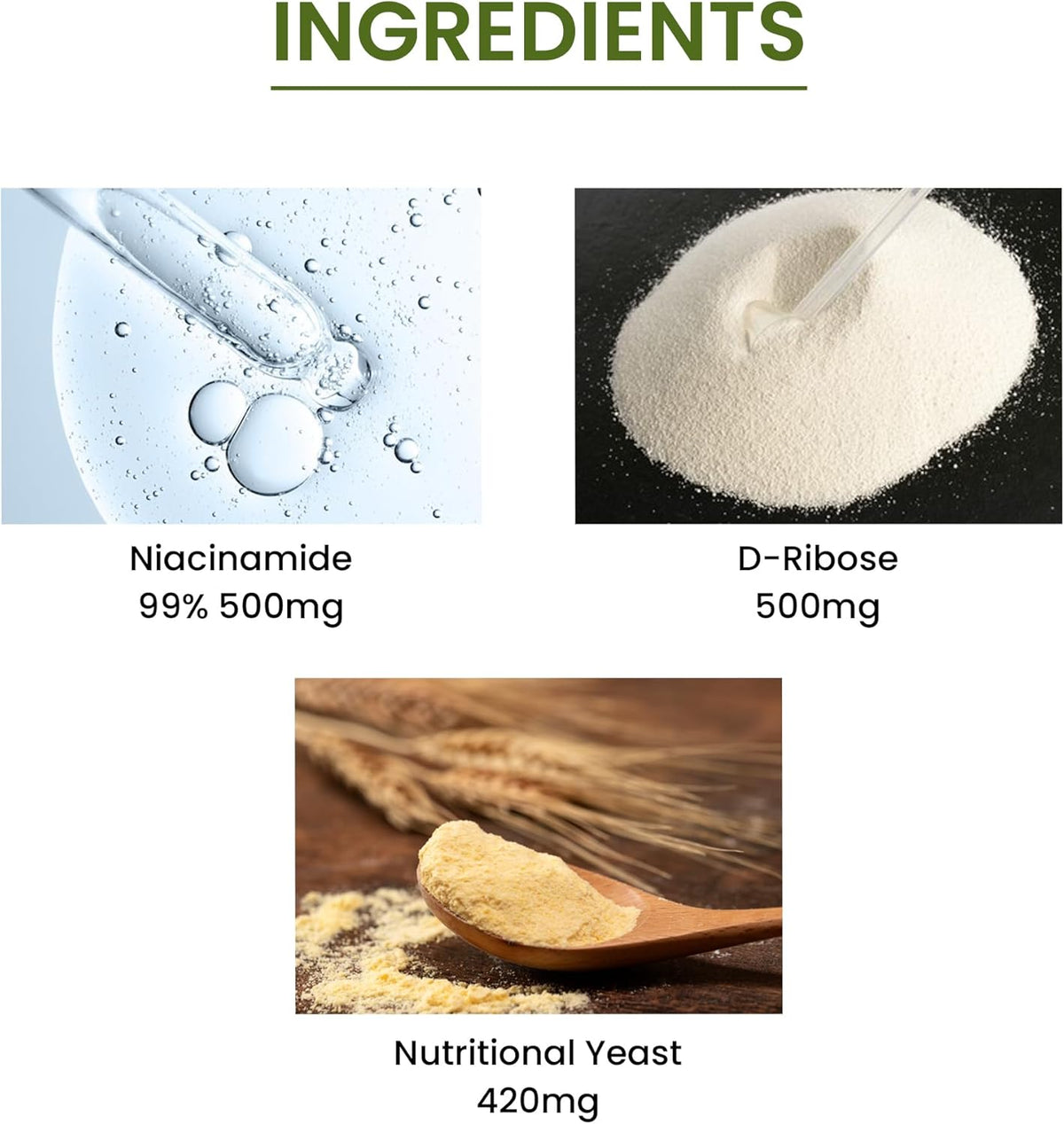 Green Organic Supplements Niacinamide, Niacin, NAD, NADH, High Absorption, Non-GM, Gluten-free (Pack of 4) - görsel 3