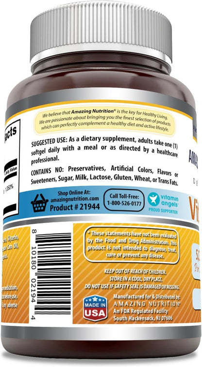 Amazing Formulae Vitamin D3 5000 IU Supplement - 180 Softgels
