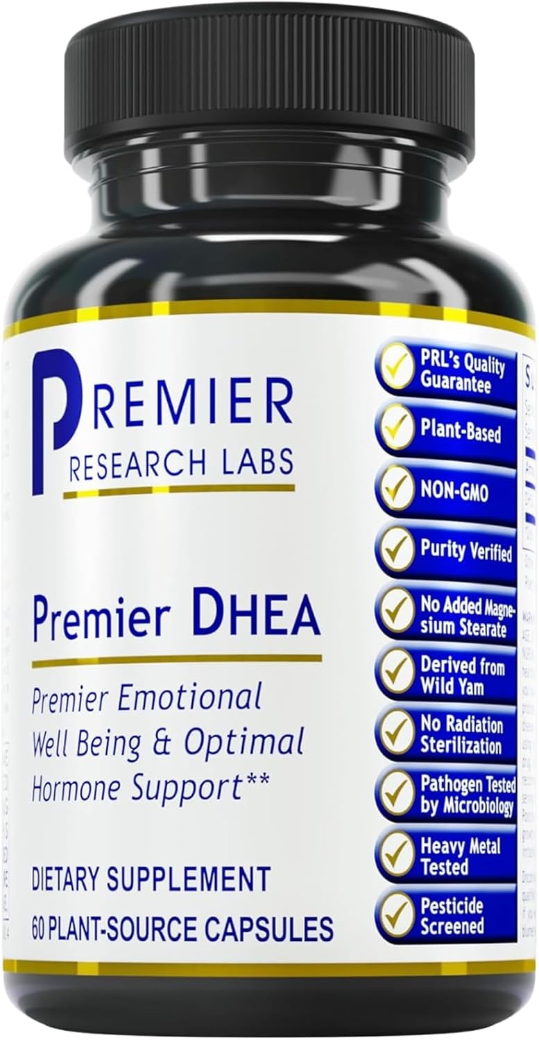 Premier Research Labs Premier DHEA - DHEA Supplement for Women and Men, Pure DHEA 25mg, Hormone Support for Healthy Ageing, Wild Yam DHEA, Vegan Friendly - 60 Vegetarian Capsules - görsel 1
