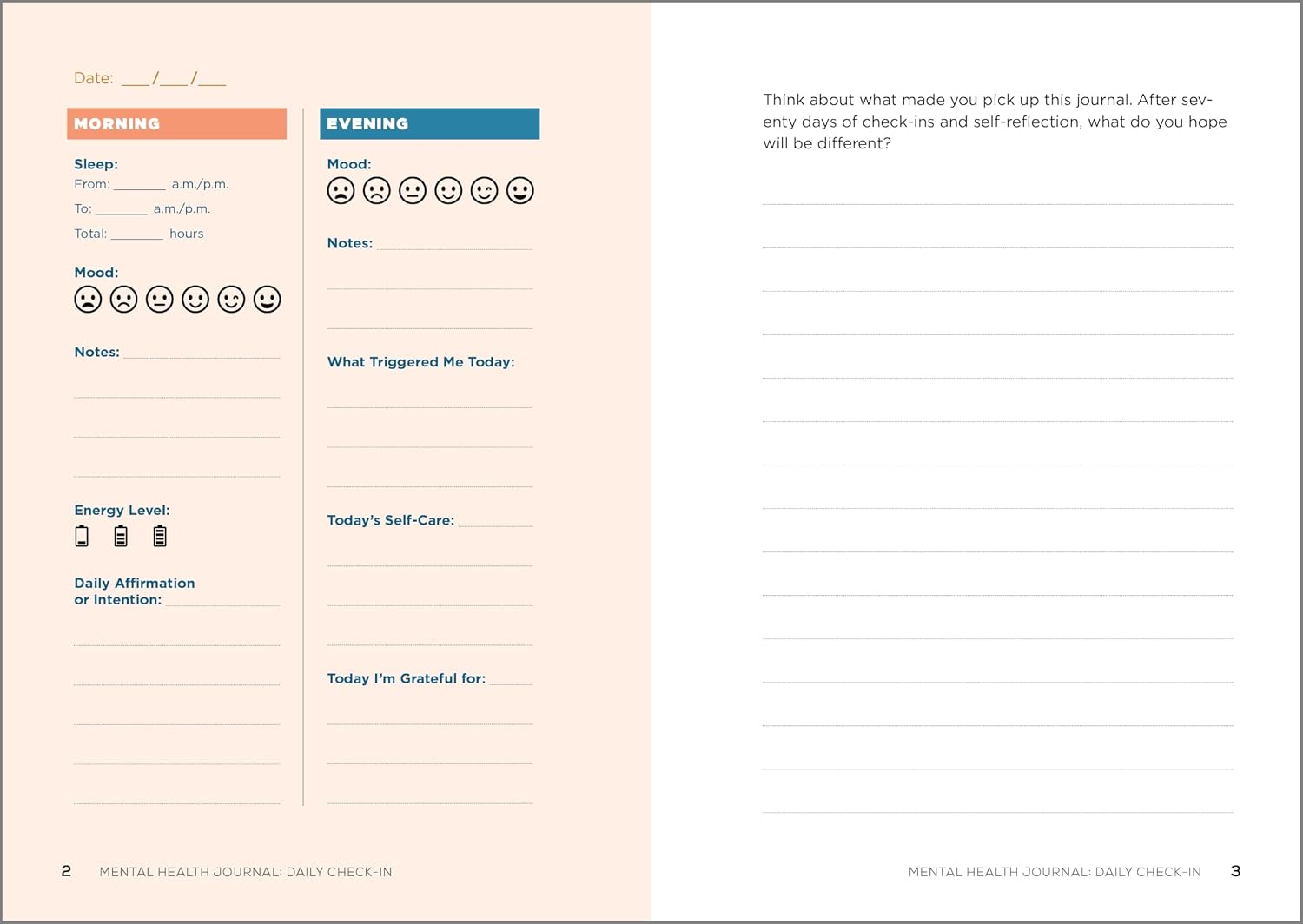 Mental Health Journal: Daily Check-In: 70 Days of Reflection Space to Track Your Moods, Intentions and Wellbeing - görsel 7