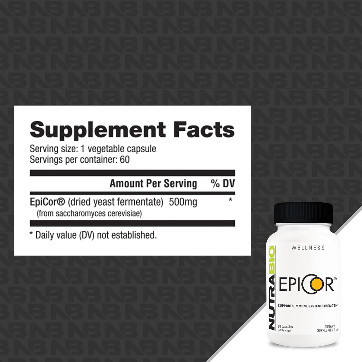 NutraBio Epicor Multi Vitamin, 500 mg, 60 Vegetable Capsules – Image 2