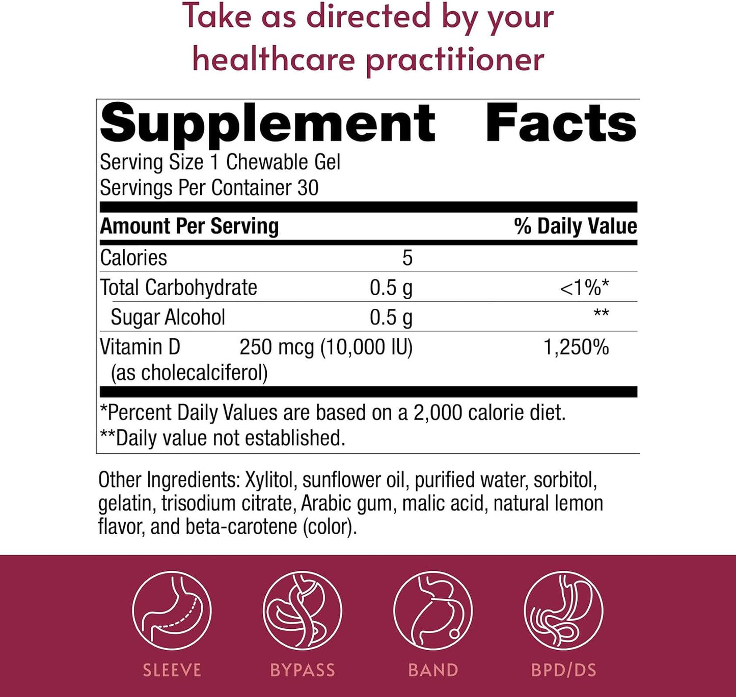 Bariatric Advantage Vitamin D3 Chewable Gels, 10,000 IU – Bone Health Support for Bariatric Patients – Natural Lemon Flavour – 30 Count - görsel 4