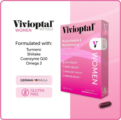 Vivioptal for Men, 30 Soft gel capsules + Vivioptal Women, 30 Soft gel capsules – Multivitamin & Multimineral Bundle