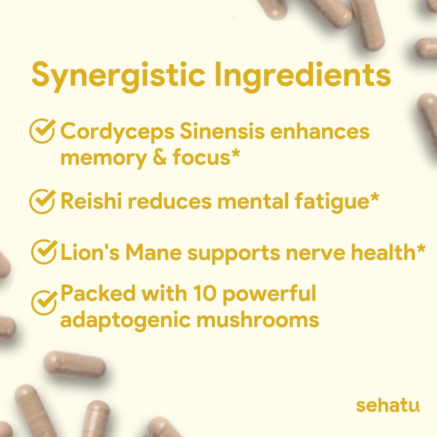 Clarity Plus Cognitive Wellness Supplement – 10 Adaptogenic Mushrooms for Mental Clarity & Focus (60 Capsules) - görsel 5