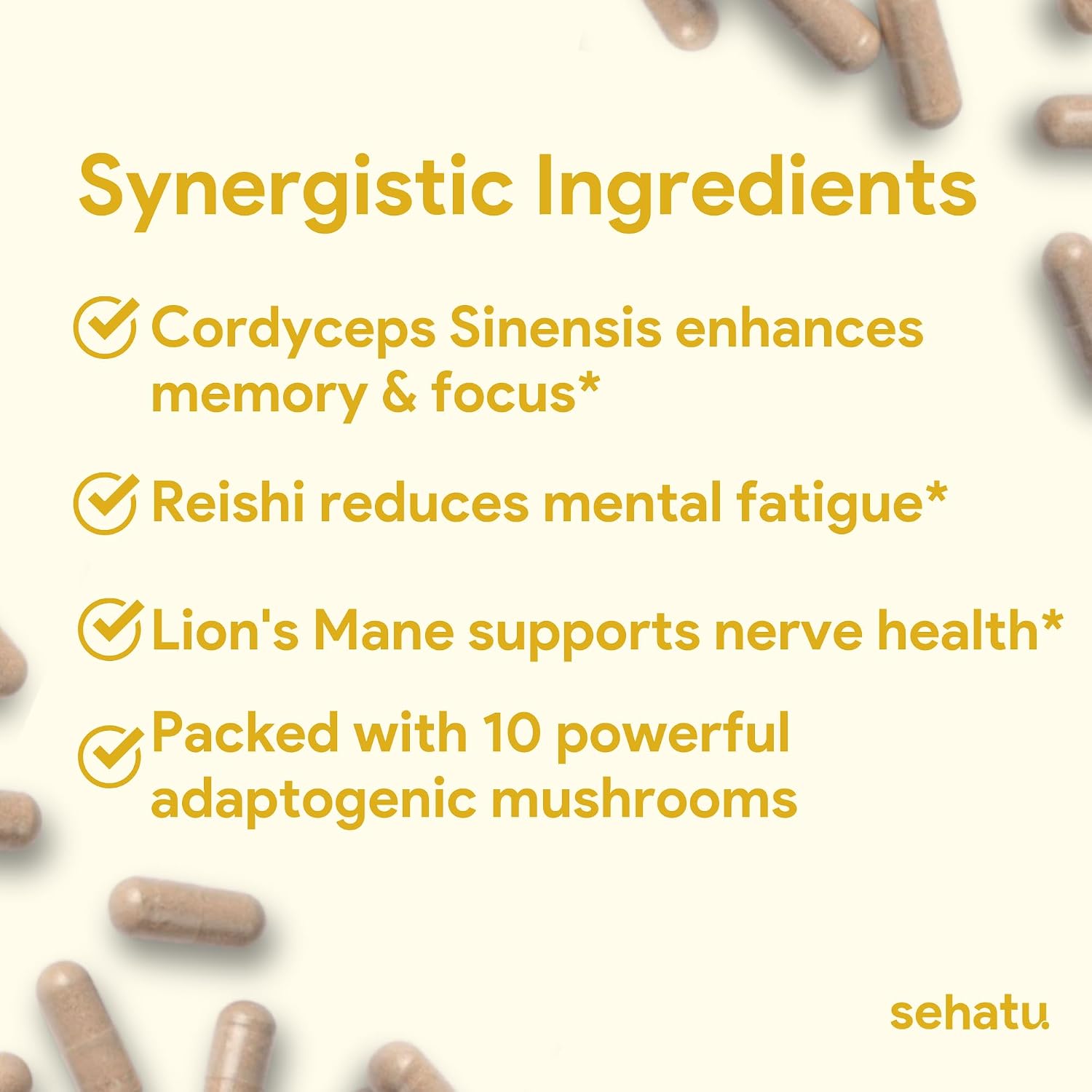 Clarity Plus Cognitive Wellness Supplement – 10 Adaptogenic Mushrooms for Mental Clarity & Focus (60 Capsules) - görsel 5